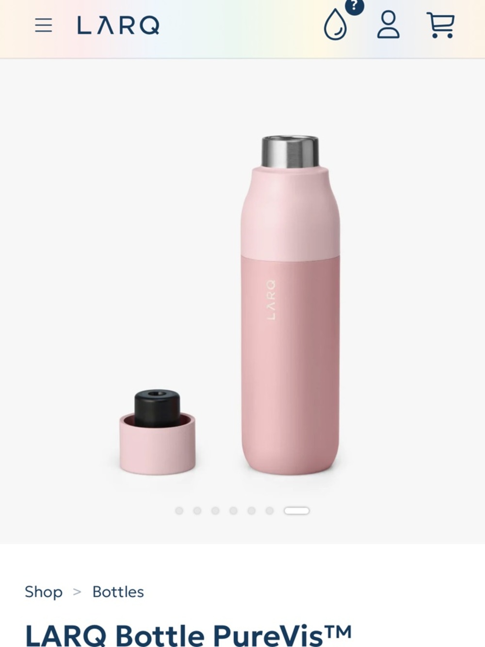LARQ PureVis™ Self-Cleaning Water Bottle Insulated — Pink
